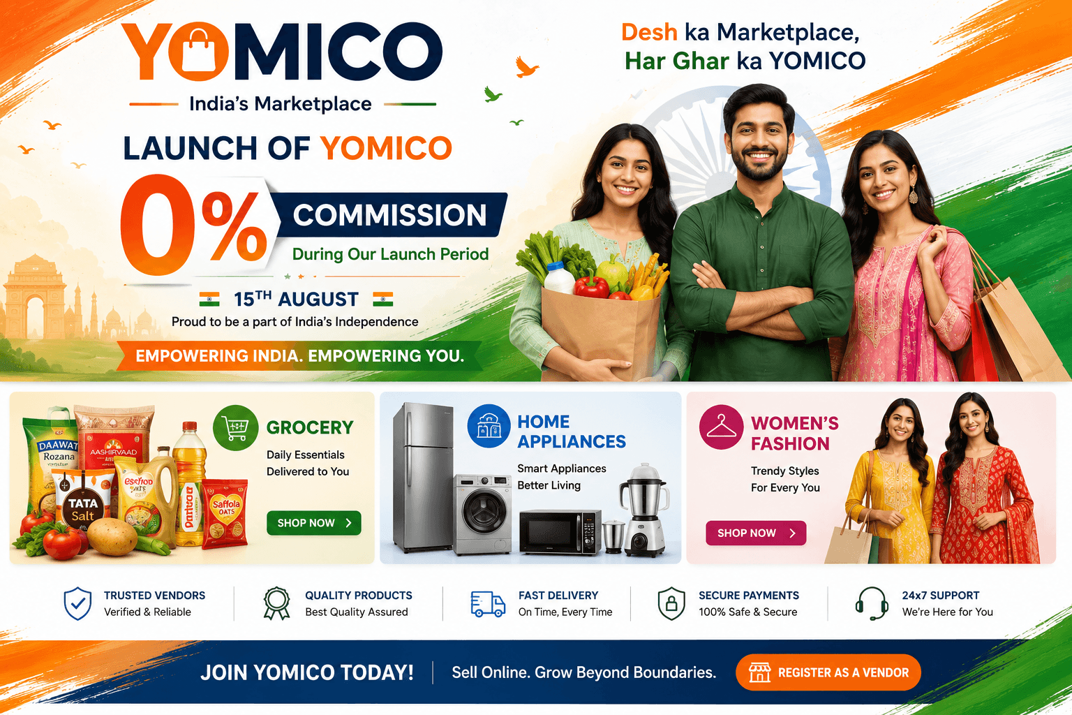 YOMICO 0% commission vendor launch offer - Register today and start selling